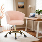 Chaise de bureau, fauteuil de bureau ergonomique réglable en hauteur, siège pivotante, piètement en acier, rose