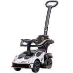 Voiture à pousser pour enfants porteur enfants 1 à 3 ans multi-équipée avec poignée de poussée, klaxon et volant, Blanc