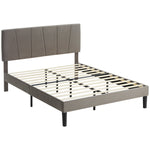 Cadre de lit double 140 x 190 cm lit 2 personnes tête de lit réglable sommier 150 x 198 x 100/105/110/115/120 cm gris