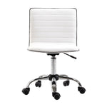 Chaise bureau sans accoudoirs, fauteuil de bureau, hauteur réglable, assise et dossier rembourrés, 48x52x78-90cm, blanc
