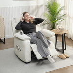 Fauteuil relax électrique fauteuil inclinable port USB repose-pieds poches latérales télécommande 86x90x103cm beige
