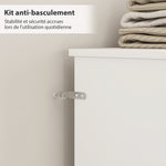Tête de lit sur pied avec rangements, accessoire de lit 4 compartiments ouverts, 140 x 19 x 103,5 cm, blanc