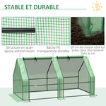 Mini Serre de Jardin Mini Serre Tunnel 180L x 90l x 90H cm Toit Pointu Acier PE Haute Densité 140 g/m² Anti-UV Fenêtres avec Zip Enroulables Vert