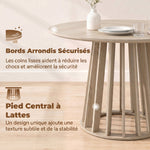 Tavolo da pranzo rotondo per 4-6 persone, Ø 120 x 75 cm, tavolo da cucina con robusta base a listelli, legno naturale