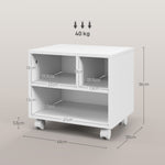 Support d'imprimante meuble de rangement bureau caisson 4 compartiments ouverts 40L x 30l x 36H cm blanc