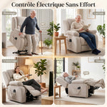 Fauteuil releveur électrique massage et chauffage avec repose-pied, dossier inclinable, télécommande et poche latérale