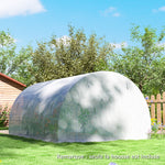 Bâche de rechange serre tunnel 12 m² 4 x 3 x 2 m PE anti-UV imperméable 8 fenêtres + porte enroulable zippée blanc