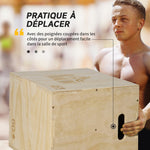 Box jump pliométrie 3 en 1 appareil boîte à saut musculation fitness & entraînement croisé plyobox pour box training 40/45/60 cm en bois