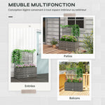 Jardinière pour plantes avec treillis 3 bacs à plante 33L en résine tressée et acier dim. 84L x 30L x 107H cm