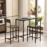 Ensemble table de bar avec tabourets, table à manger debout avec 2 chaises de bar, repose-pieds et dossiers, gris