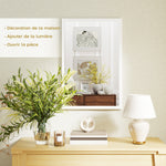 Miroir mural rectangulaire 60 x 40 cm, cadre en bois blanc, idéal pour la salle de bain, salon ou chambre