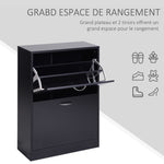 Scarpiera mobile portascarpe dim. 60L x 24P x 80A cm 2 ante a ribalta nero