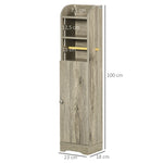 Meuble bas de salle de bain 1 étagère supérieure ouverte 2 compartiments et 1 placard 23 x 18 x 100 cm gris