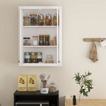 Armoire murale de salle de bain 3 niveaux, meuble de rangement suspendu  2 portes étagère réglable 61 x 20 x 84 cm blanc