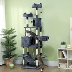 Kratzbaum 206 cm Spielturm für Katzen aus Plüsch mit mehreren Ebenen, ideal für 1-3 Katzen, 60 x 50 x 206 cm, dunkelgrau