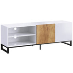 Meuble TV 140 cm, Meuble Télé pour Téléviseur jusqu'à 55 Pouces, 2 Portes à Fermeture Douce et Étagères Réglables, Blanc