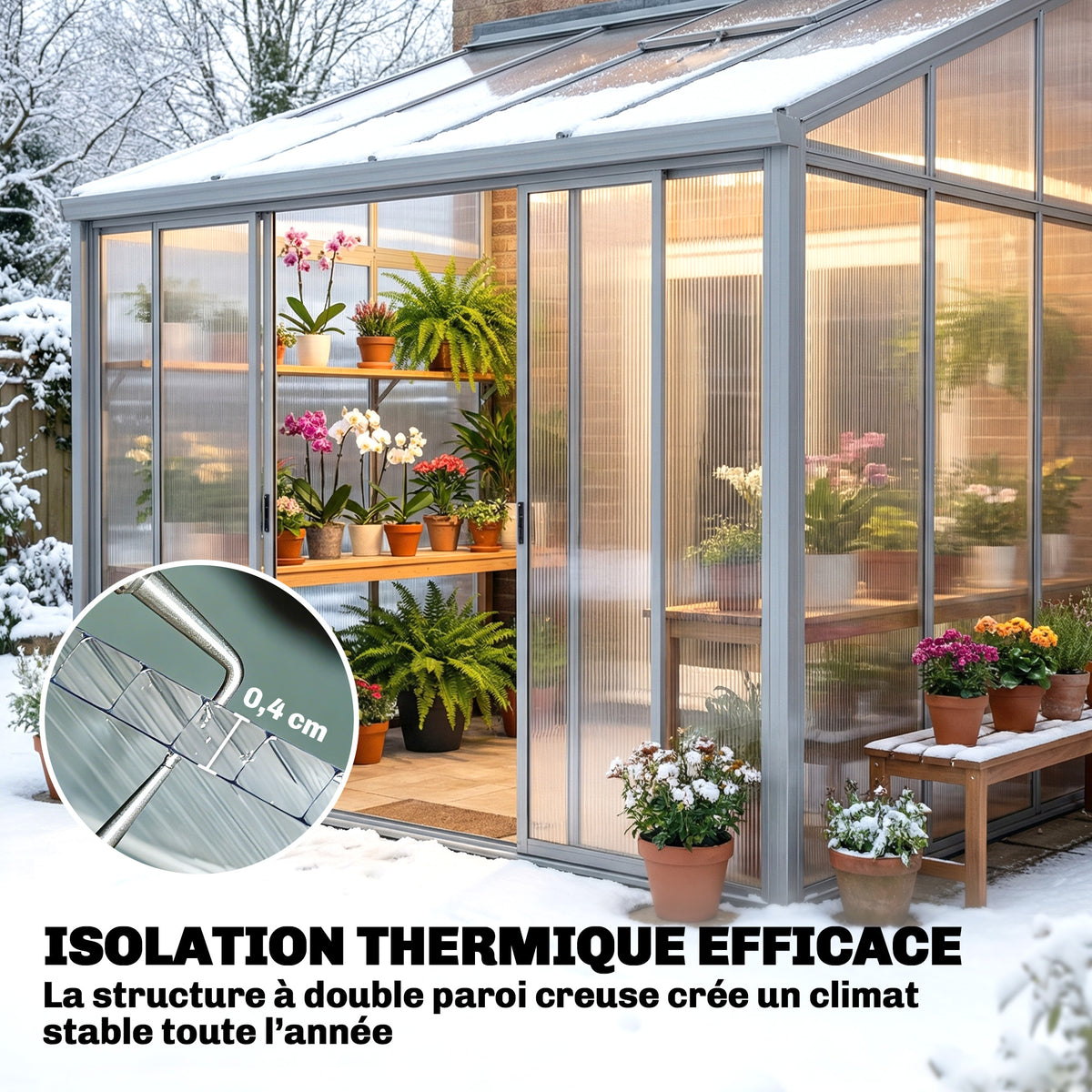 10 Plaques Alvéolaires en Polycarbonate 4 mm, UV Resistant, Panneau Alvéolaire Double de Serre, 120x60 cm, Transparent