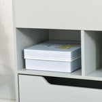 Bibliothèque étagère Multi-Rangement 3 étagères 2 niches Grand tiroir en bois Gris