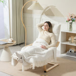 Fauteuil salon, fauteuil d'appoint rembourré en velours, repose-pieds réglable et structure en acier, 67x93x105cm, crème