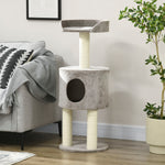 Arbre à chat griffoirs grattoirs sisal naturel arbre à grimper niche plate-forme en peluche hauteur 103 cm gris