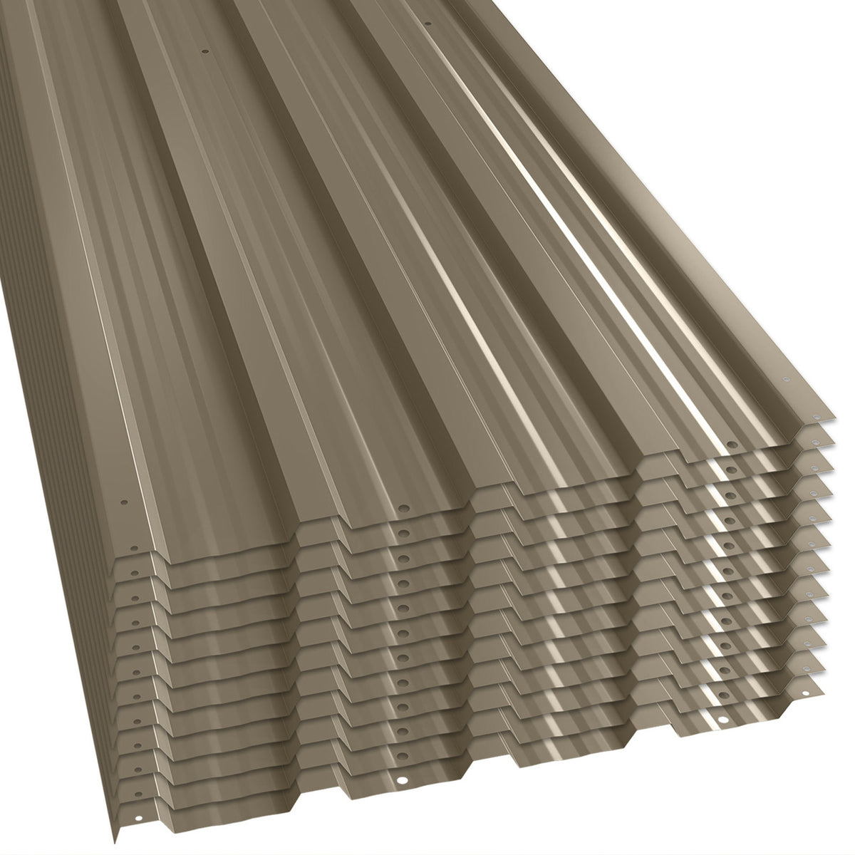 Set di 12 Pannelli in Acciaio Zincato Resistenti alle Intemperie, Marrone, Dim. di un Pannello 129L x 45P cm