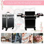 Valise trolley maquillage mallette cosmétique vanity poignée télescopique réglable 34L x 24l x 52H cm alu. noir
