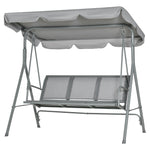 Balançoire de jardin 3 places Hollywoodschaukel avec toit en métal gris+argent 170 x 110 x 153 cm