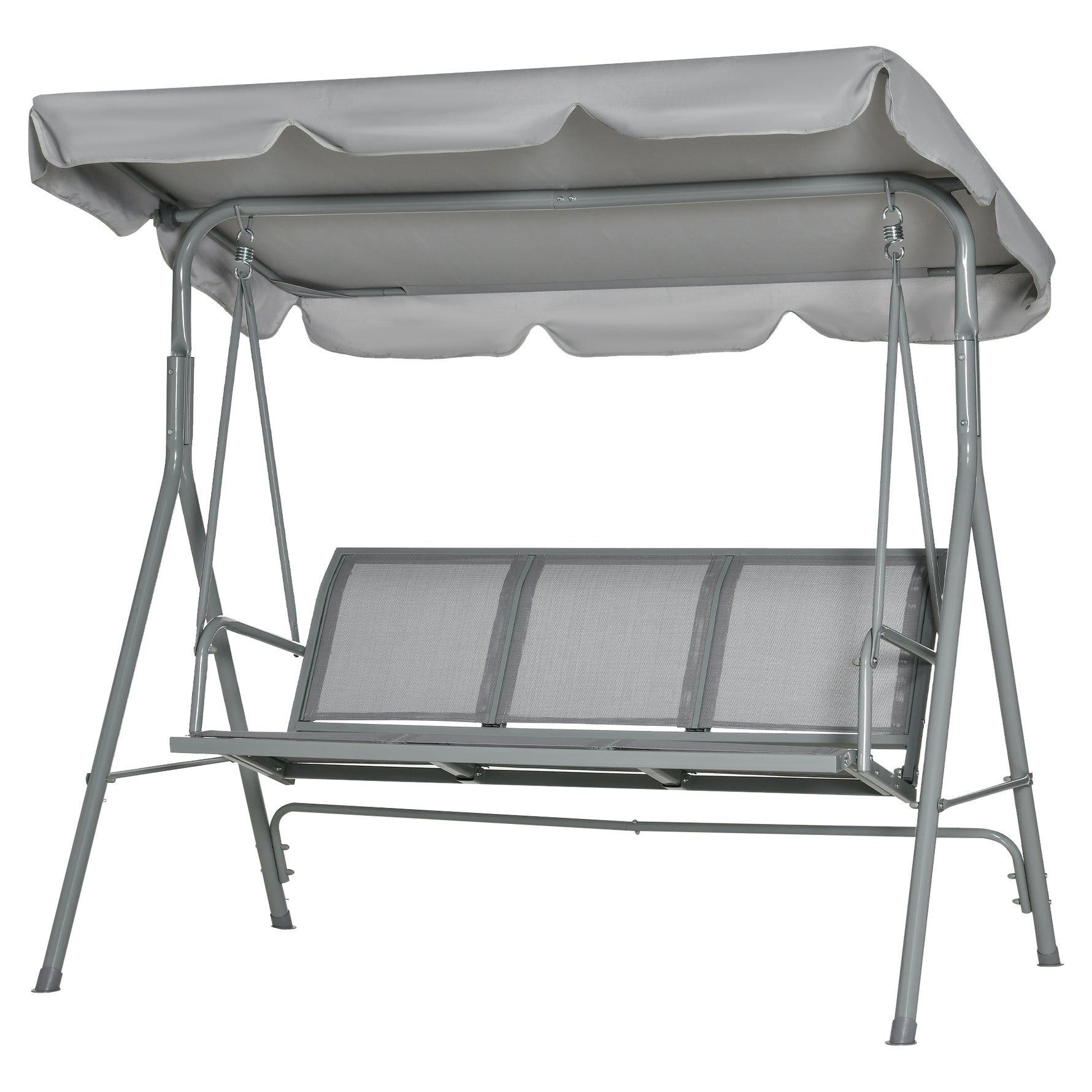 Balançoire de jardin 3 places Hollywoodschaukel avec toit en métal gris+argent 170 x 110 x 153 cm