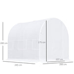 Serre de Jardin Tunnel Surface Sol 5 m² 2,5L x 2l x 2H m châssis Tubulaire renforcé 18 mm 4 fenêtres Blanc