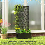 Jardinière avec treillis, bac à fleurs, avec brise-vue, pour plantes grimpantes, métal, 45 x 21,5 x 110 cm, noir