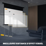 Écran vidéoprojecteur 100 Pouces, 16:9 4K HD montage mural ou plafond, panneau de commande et télécommande