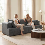 Canapé 3 places en chenille 248 cm, canapé salon moderne, large assise rembourrée, coussins à ressorts, gris