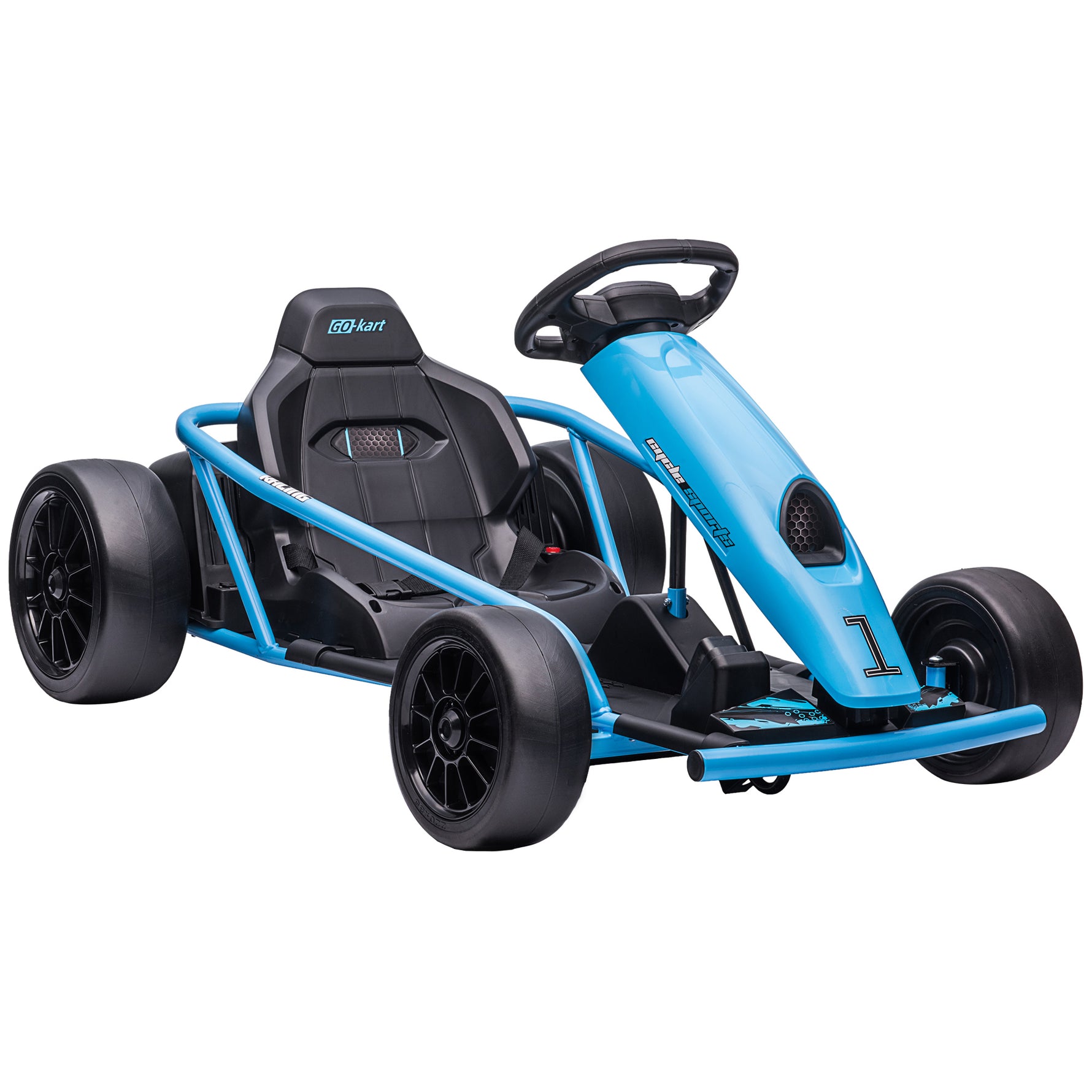 Kart Électrique pour Enfants 24 V, Go Kart avec Mode Drift, 2 Moteurs, Démarrage Progressif, 2 Vitesses 6-13 km/h, Bleu