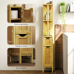 Colonne de salle de bain meuble de salle de bain avec 2 étagères 2 placards en bambou 18l x 30P x 120H cm bois naturel