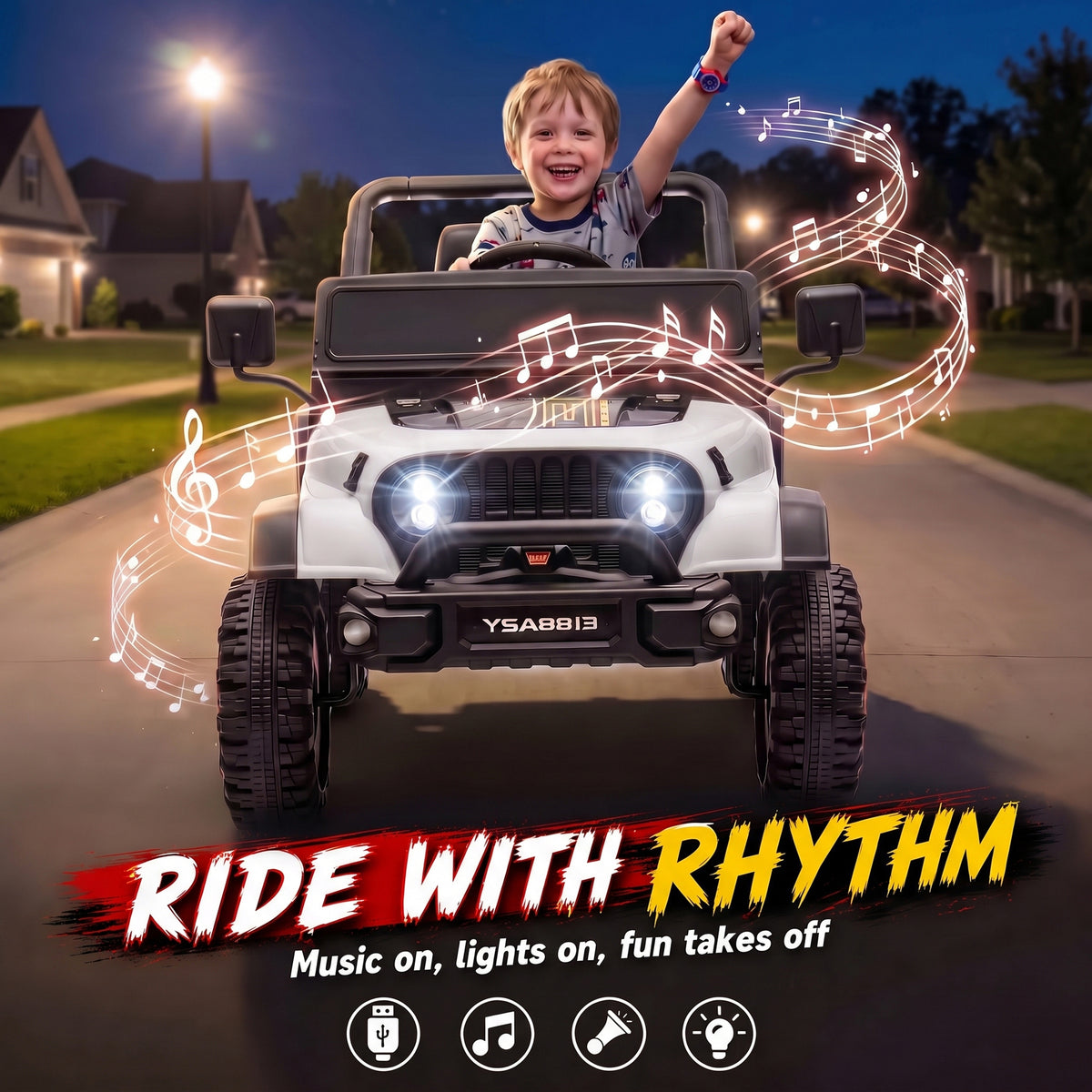 Voiture Électrique Enfants 12V, Buggy Électrique Enfants, 2 Moteurs, Télécommande 2,4G, Batterie Lithium, Blanc