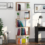 Bibliothèque à 5 niveaux, meuble de rangement en forme de S avec étagères, étagère de rangement blanc
