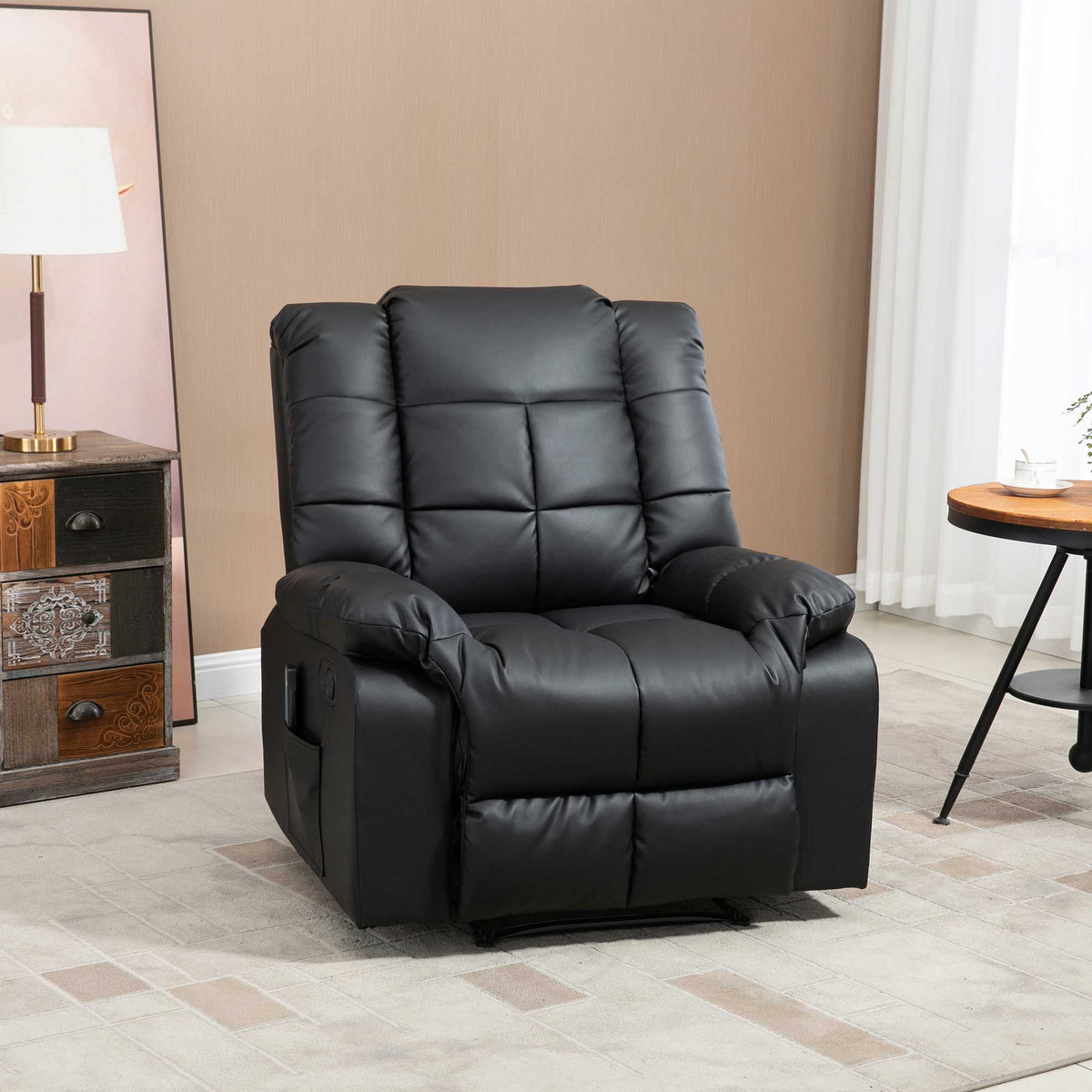 Fauteuil de massage fauteuil de relaxation massant avec dossier inclinable manuellement et repose-pied chaise TV