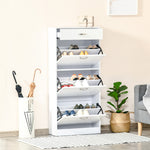 Scarpiera - 3 ante a ribalta e cassetto scorrevole - dim. 62L x 24P x 135A cm Bianco