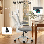 Chaise de Bureau Ergonomique, Fauteuil de Bureau en Maille avec Appui-Tête et Soutien Lombaire Réglables, Gris