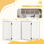 Barrière de sécurité modulable pliable pour animaux de compagnie avec pied de support, bois massif, 206 x 35,5 x 76 cm