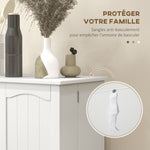 Armoire meuble de cuisine garde-manger 2 portes avec 5 étagères et 12 porte-épices - 60 x 30 x 104 cm - blanc