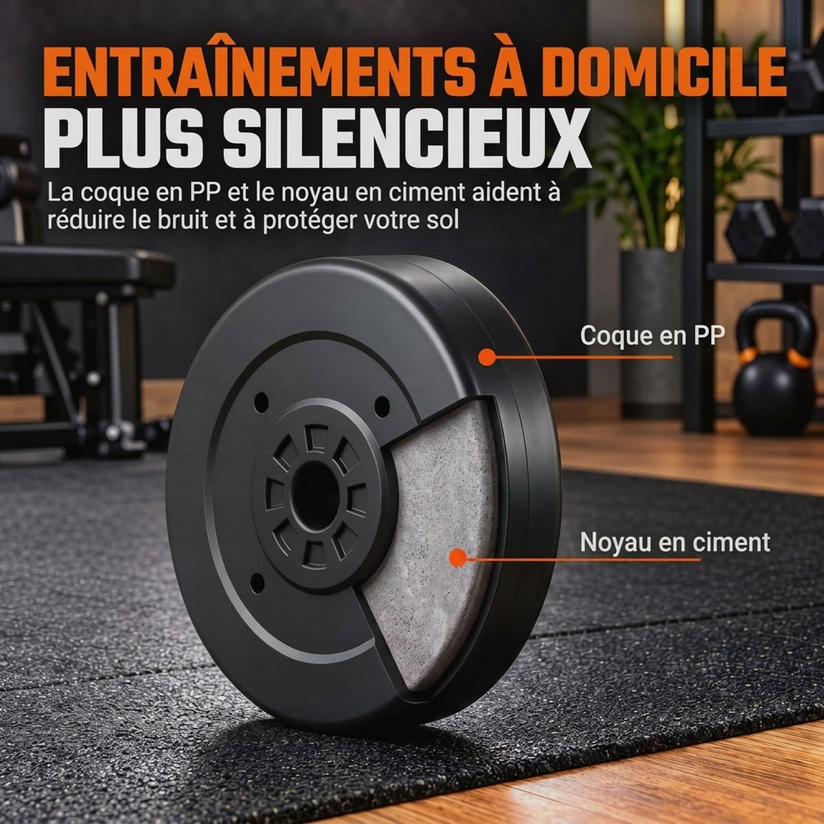 Hantel-Set 50 kg 3-in-1, Verstellbare Gewichte mit PP-Beschichtung, Rutschfester Stange, Sicherung, Schwarz