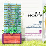 Jardinière avec treillis bac à fleurs avec film géotextile et roulettes 65 x 31 x 147 cm bois sapin pré-huilé-3