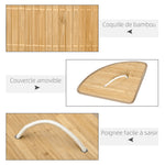 Panier à linge en bambou d'angle 55L avec couvercle et sac amovible 38 x 38 x 57 cm bois naturel