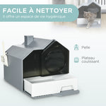 Maison de toilette bac à litière pour chat design maisonnette avec pelle, filtre et tapis dim. 47L x 45l x 42H cm