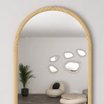 Miroir mural arche, 110 x 65 cm Cadre en bois, Miroir arqué pour le salon, la chambre, l'entrée, bois naturel