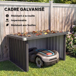 Abri Robot Tondeuse Garage pour Robot Tondeuse avec Toit incliné en acier galvanisé, 108 x 86 x 62,5 cm, gris foncé