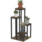 Support pour plantes étagère à fleurs 4 étagères différentes hauteurs structure acier 40 x 40 x 81 cm noir