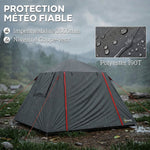 Tenda da Campeggio a Cupola 2 Persone 3-4 Stagioni Impermeabile 3000mm Montaggio Facile 2 Porte 210x210x150cm Grigio Scuro