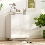 Buffet meuble de rangement avec placard double porte et étagère réglable, 70 x 40 x 88 cm, blanc brillant